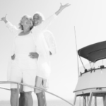 Happy couple on a yacht